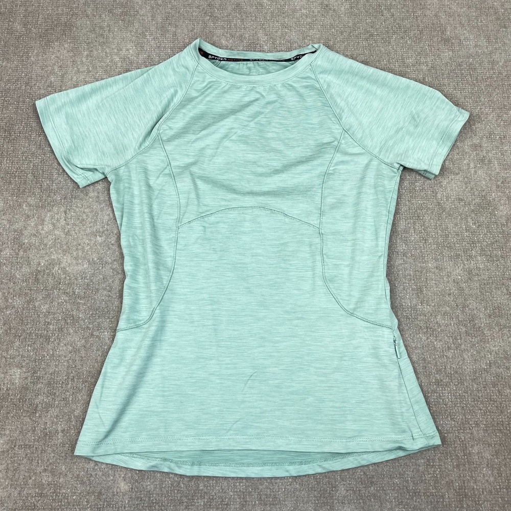 Spyder Active Top Womens Small Green Space Dye Stretch Running Performance Gym